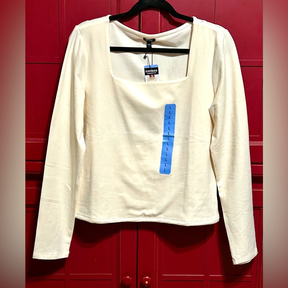 Express Ivory Long Sleeve Blouse